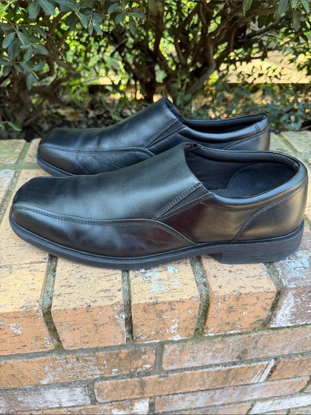 Men's Size 12M Black Slip-On Leather Dress Shoes Nunn Bush Comfort Gel